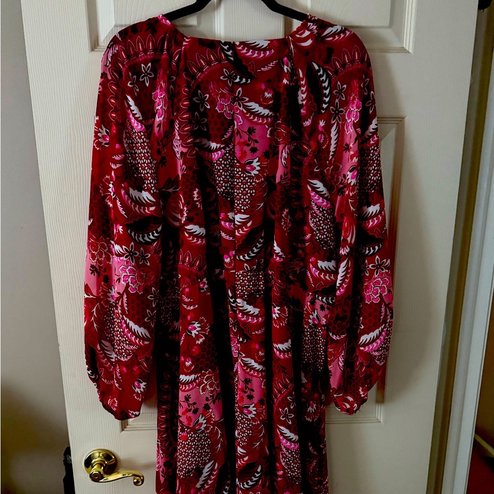 Jessica Howard Red and Black Bishop Sleeve Sundress